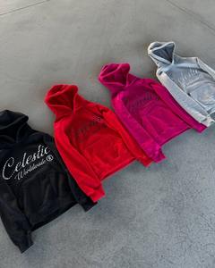 Fabricant Sweat à capuche avec logo brodé sur mesure Streetwear vintage Sweats à capuche boxy courts délavés à l'acide avec strass vierges - Product Image 1