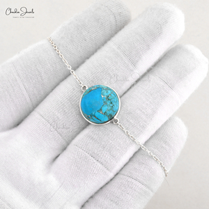 925เงินสเตอร์ลิงสำหรับสร้อยข้อมือที่มีหินโรเดียมสีเทอร์ควอยซ์ขนาด15มม. สำหรับเป็นของขวัญ - Product Image 2