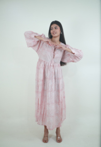 Nouvelle qualité exclusive coton bloc impression caftan robe modeste à la main broderie florale lâche longue été robe quotidienne en gros - Product Image 2