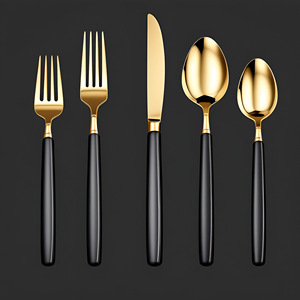 Elegante juego de cubiertos de acero inoxidable Premium en oro y azul Juego de cuchillos con espejo para elevar su experiencia gastronómica sofisticada - Product Image 4
