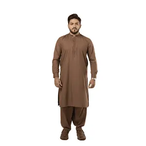 Kurta pour homme E-29 marron 100% coton respirant - Product Image 3