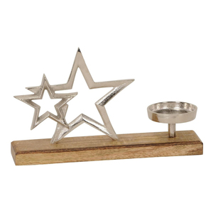 Bougeoir en métal aluminium en forme de cœur élégant en gros sur une base en bois de manguier massif Décoration d'intérieur Bougeoir de table en vente - Product Image 5