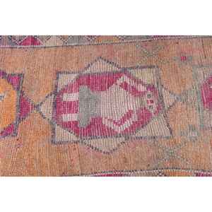 Alfombra Vintage de 2.7x8.1 pies, Alfombra Turca, Alfombra de Lana con Degradado Naranja y Rosa - Product Image 4