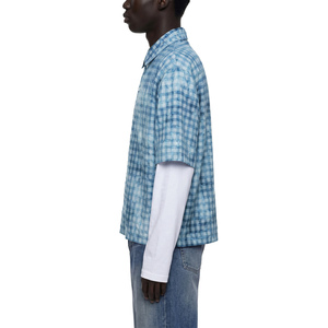 Chemise en coton à manches courtes pour homme, coupe ample décontractée, motif écossais, délavage vintage, simple boutonnage, 6XL - Product Image 4