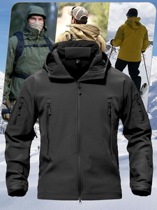 Men's Custom Designed Windbreaker Jacket High Quality Lightweight Nylon Zipper Long Fleece Sports Hooded Softshell <b>Winter</b> Coated - Product Image 6
