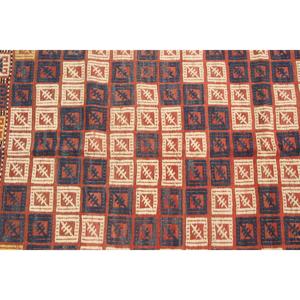 Tapis turc vintage écologique 4,8x6,9 pieds, rouge, patchwork, laine, dos en latex - Product Image 5