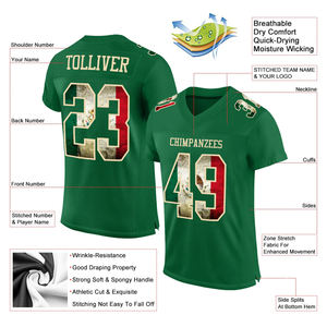 Adult Team Football Jersey With Player Name And Number <b>Green</b> Color Plus Size American Football Uniform With <b>Mesh</b> Panels - Product Image 4