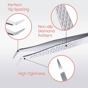 Pinzas para pestañas con volumen superventas al por mayor, pinzas de extensión de pestañas Nano Grip con logotipo impreso a la venta - Product Image 2