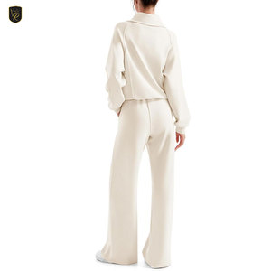 Ensemble 2 pièces en coton pour femme, style confortable, uni, pour l'hiver, coupe régulière, décontracté, pour tous les jours - Product Image 2