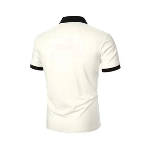 Polo pour homme à blocs de couleur, manches courtes, tricoté, décontracté, coupe classique, vert, blanc, noir, col uni, design simple - Product Image 5