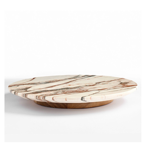 100% Marbre Lazy Susan Round Servant Plateau en Marbre Noir Blanc avec produit en vente Sous votre budget à vendre - Product Image 5