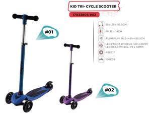 Patinete de 3 Ruedas para Niños, Color Negro y Rojo, Cuerpo de Aluminio, Ruedas LED, Manillar Ajustable, Carga Máxima 100 kg - Product Image 3