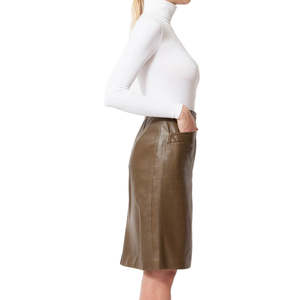 Nueva falda de cuero genuino personalizada 2023 de la mejor calidad para mujer falda de cuero personalizada - Product Image 2
