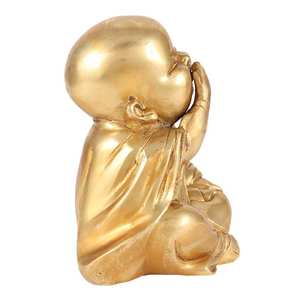 Esculturas de Buda Sonriente de Bronce Dorado Indio Hechas a Mano, Figura Decorativa para el Hogar, Artículos de Regalo, Altura: 13.00 CM SNC-625 - Product Image 4