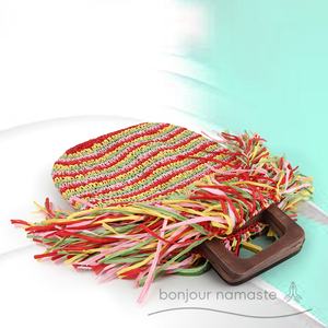 Bolsas de rafia hechas a mano | Patrón multicolor de estilo bohemio y de moda artesanal ecológico - Product Image 2