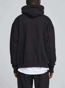 Custom Logo 340gsm Polyester/Cotton Fleece Winter Oversized Unisex Heavyweight <b>Black</b> Pullover <b>Hoodie</b> with Digital Printing - Product Image 3