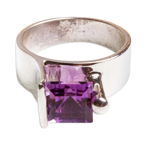 Stylish Designer 925 Sterling Silver <b>Statement</b> <b>Ring</b> With Purple Amethyst Fashion <b>Rings</b> For Stylish Parties Unisex Jewelry - Product Image 1