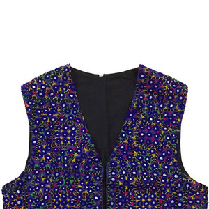 Abrigo de cintura bordado a mano para hombres, medio chaleco tradicional, hecho a mano, azul - Product Image 3