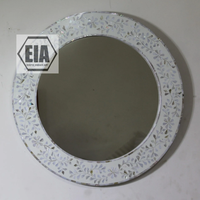 Miroir mural rond en MDF avec incrustations de os, style moderne, art indien exotique, décoratif, pour salle de bain, thème Thanksgiving, couleur or