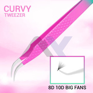 Pince à épiler à pointe de fibre en forme de L de marque privée de qualité supérieure à 45 et 90 degrés pour les applications de cils de volume d'extensions de cils de précision - Product Image 5