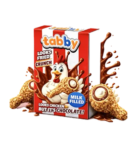 Tabby Crunch Viral Chocolate 50g ressemble exactement à une aile de poulet frite, parfait pour les vidéos de farces sur les réseaux sociaux. - Product Image 5