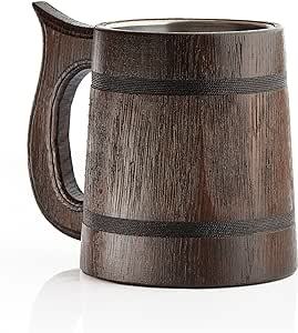 แก้วเบียร์ไวกิ้งทำด้วยมือสำหรับผู้ชายไม้โอ๊คขัดเงาพร้อมดีไซน์ตามธรรมชาติของขวัญคริสต์มาสวันเกิดหรือวันพ่อ - Product Image 6