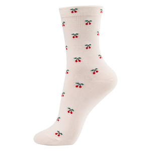 Calcetines de Algodón de Punto Transpirables para Mujer Kikiya - Lindo Diseño con Estampado de Iconos, Diseño de Cerezas, Uso Diario Coreano - Icon a - Product Image 5