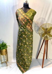 Tenue indienne robe de créateur à feuilles persistantes fabriquée à la main Chanderi coton Saree Blouse avec impression numérique travail femme mode exportateur - Product Image 6