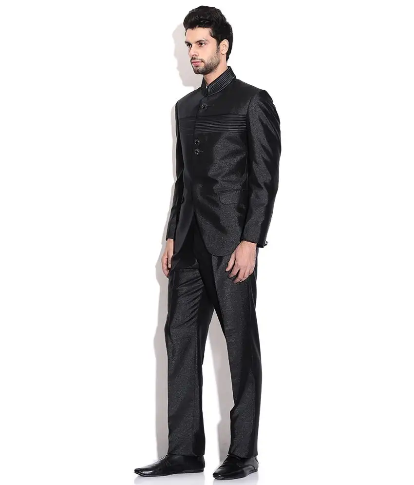 स्लिम फिट उपाय किए काले आदमी व्यापार सूट मॉडल नई शैली कस्टम रंग खड़े हो जाओ कॉलर सबसे अच्छा बेच