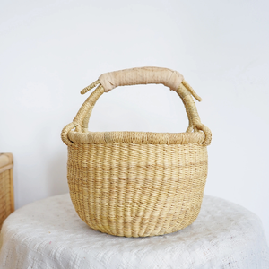 Bac de stockage léger en paille fait à la main en jonc de mer Bolga fournisseur OEM durable du Vietnam - Product Image 5