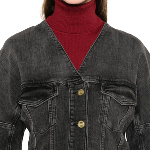 Veste en jean la plus vendue pour femmes Veste en cuir gris Veste en jean courte pour femmes de haute qualité fabriquée au Pakistan personnalisée ODM OEM - Product Image 6