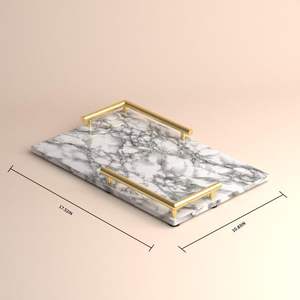 Plateau de service en marbre blanc cuisine nordique salle de bain décor à la maison vanité plateau décoratif luxe simple plateau décoratif assiette - Product Image 5