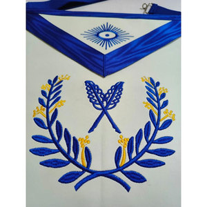 Tablier de secrétaire de loge bleu maçonnique: similicuir avec emblème brodé - Product Image 4