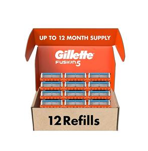 Repuestos de Cuchillas para Afeitar Gillette Fusion5 para Hombre, Paquete de 12, Lubrastrip para un Afeitado Más Cómodo - Product Image 1