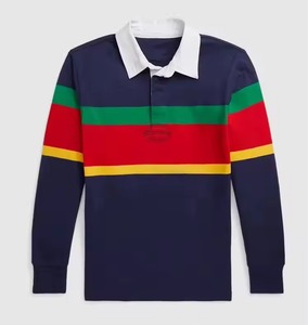 Camiseta de Rugby Unisex Personalizada, Transpirable, 100% Poliéster, Anti-UV, Secado Rápido, Mangas Largas, Estampado a Rayas, Informal, Ligera, Talla Grande - Product Image 1