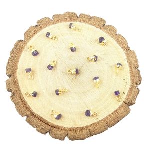 Collar con colgante de piedras preciosas de amatista pequeña en bruto Natural, encantos curativos de piedra natal de cobre galvanizado de oro de 5-7mm - Product Image 2