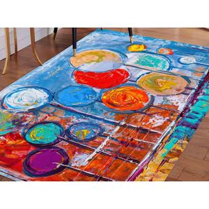 Tapis abstrait coloré : Tapis de décoration intérieure antidérapant, tapis fin non tissé - Product Image 1