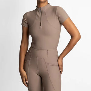 Camiseta Ligera de Manga Corta para Mujer, Transpirable, de Tela Elástica, para Equitación, Servicio OEM - Product Image 1