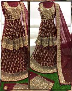 Designer pakistanais Lehenga Choli Broderie à la main lourde Belle et faite à la main Nakshi Dabka Travail avec Dupatta lourd - Product Image 5