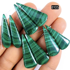 Vente en gros de paires de malachite naturelle DHORGEMS, pierres précieuses cabochon, forme poire/ovale/marquise, provenant du Rajasthan, pour la fabrication de bijoux - Product Image 2