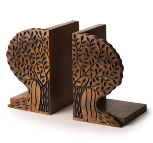 Tree Of Life Book End In Sheesham Wood Chess Bookends for Shelves Bookend 2pack Sturdy Wooden Organizer - Product Image 3