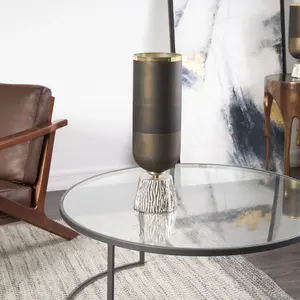 Bougeoirs décoratifs modernes en aluminium, à bords perlés, faits à la main, portables, gravés, métalliques, pour anniversaire - Product Image 4