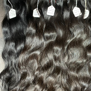 Paquetes de cabello humano ondulado ligero alineado crudo de templo Indio Extensión de tejido de cabello Remy con encaje - Product Image 1