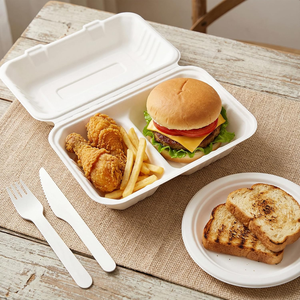 Compartment Clamshell Eco-Friendly Compostable Hinged Food Containers Disposable Bagasse Waterproof Go Lunch <b>Boxes</b> Restaurant - Product Image 3
