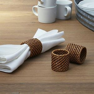 Derniers anneaux de serviette en rotin de forme ronde de qualité supérieure pour les fêtes de mariage et les décorations de table de restaurant - Product Image 5