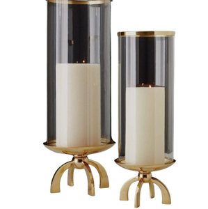 Ensemble de trois bougeoirs attrayants ouragans en métal de style unique pour le dessus de table décor à la maison ouragans en métal - Product Image 5