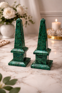 Juego de 2 Obeliscos de Cristal de Malaquita Hechos a Mano, Modernos y Ecológicos, Torres Decorativas de Piedras Preciosas - Product Image 6