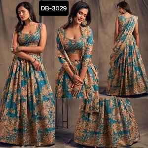 Ropa de boda y Festival de estilo indio y pakistaní, ropa de novia larga de talla grande Lehenga Choli, vestido pesado y rayón Kurtis - Product Image 2