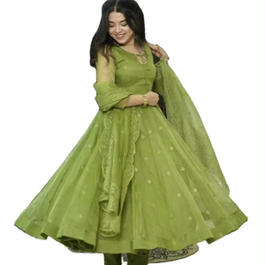 Elegante vestido Anarkali de Georgette con estampado Floral Digital para mujer, ropa regional pakistaní, trajes Anarkali Salwar Kameez - Product Image 1