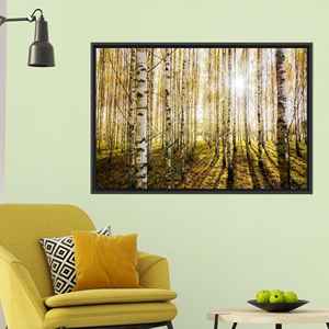 ผ้าใบพิมพ์ลาย: งานศิลปะแขวนผนังลายป่าเบิร์ชสุดหรู,1P:กรอบสีดำ - Product Image 1